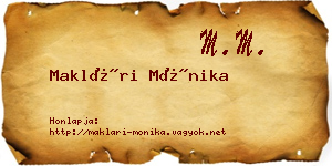 Maklári Mónika névjegykártya